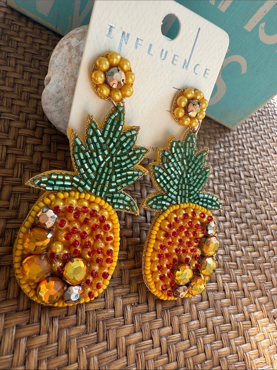 Jewelry - Beaded Yellow Pineapple Drop Earrings - Women Jewelry